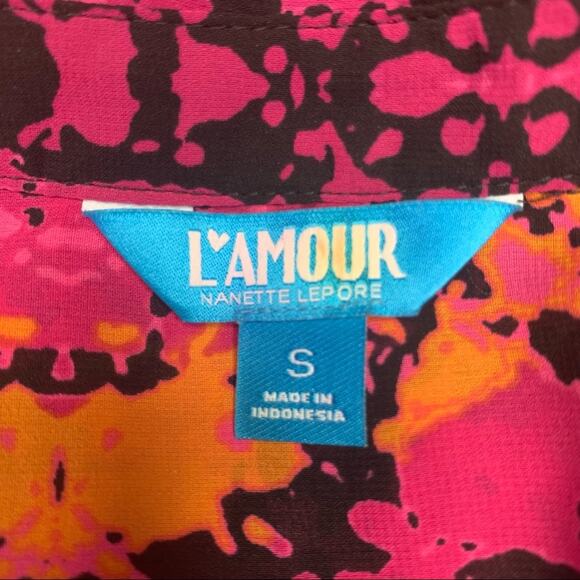 Lamour Nanette Lepore Sheer NWOT Top Size S Long Sleeve Button Down - Picture 12 of 13